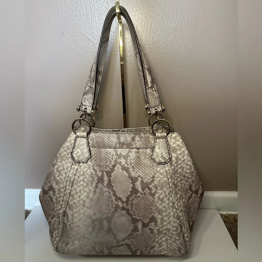 Michael Kors EUC Frances Snake Embossed Leather Shoulder Bag in Cocoa